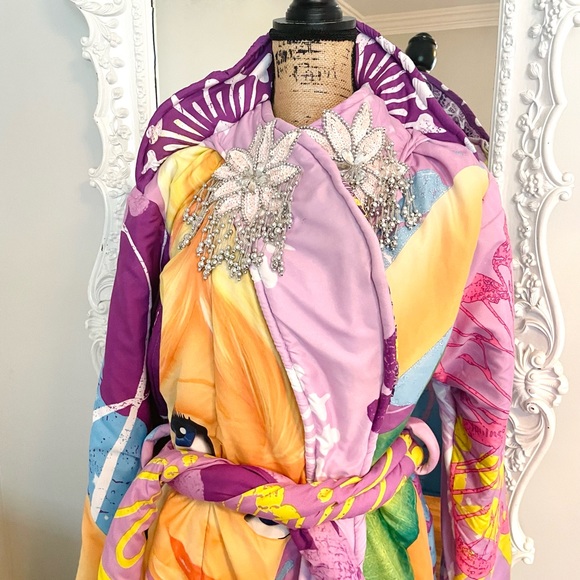 SALE TINKERBELL Neverland Handmade Reconstructed Comforter Belted Jacket - Picture 4 of 8